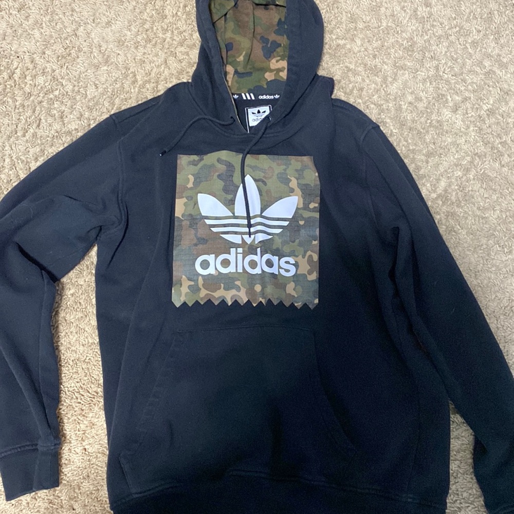 Adidas originals black and camo logo sweatshirt